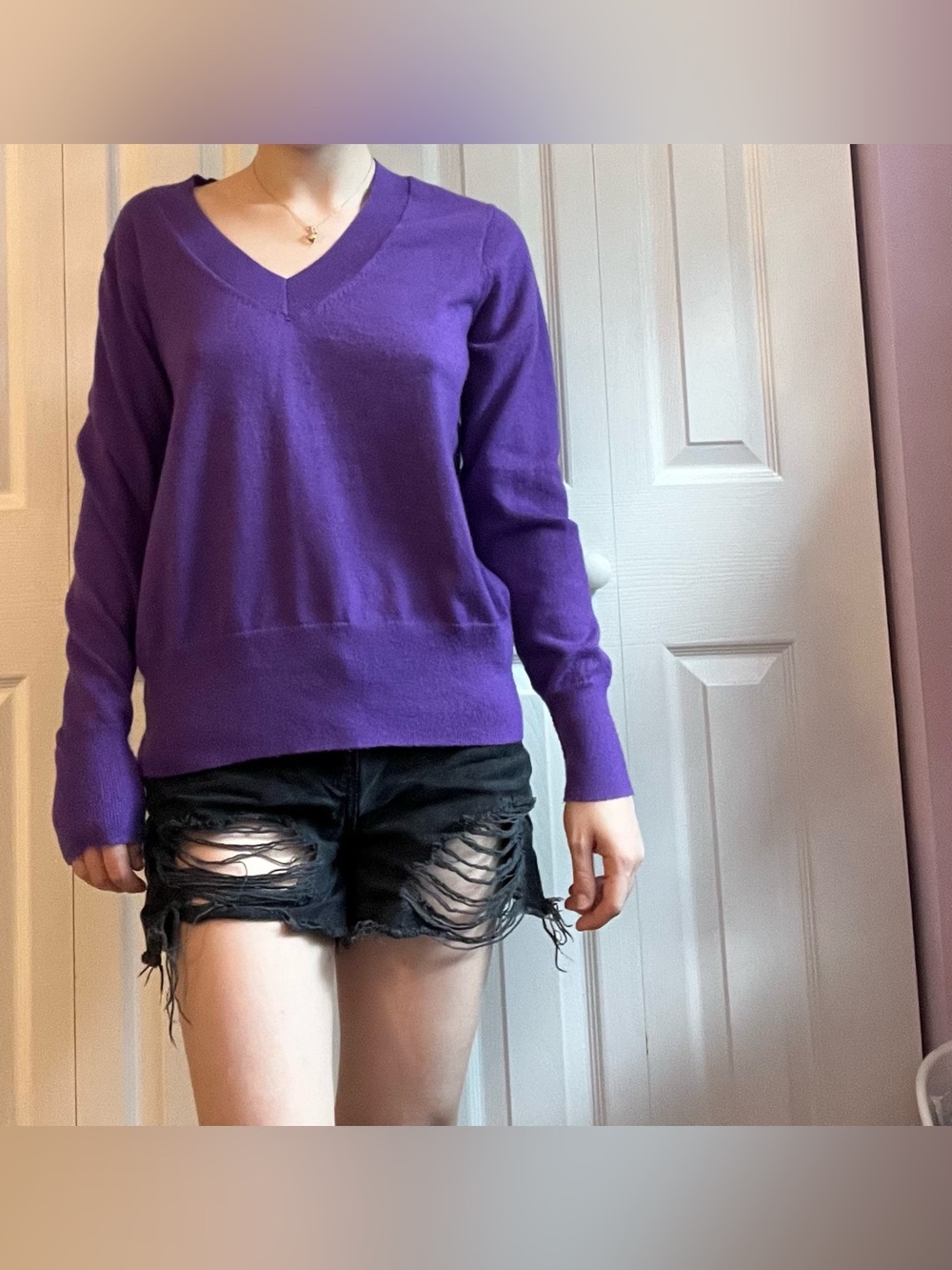 a new day Purple V-Neck Women's Sweater